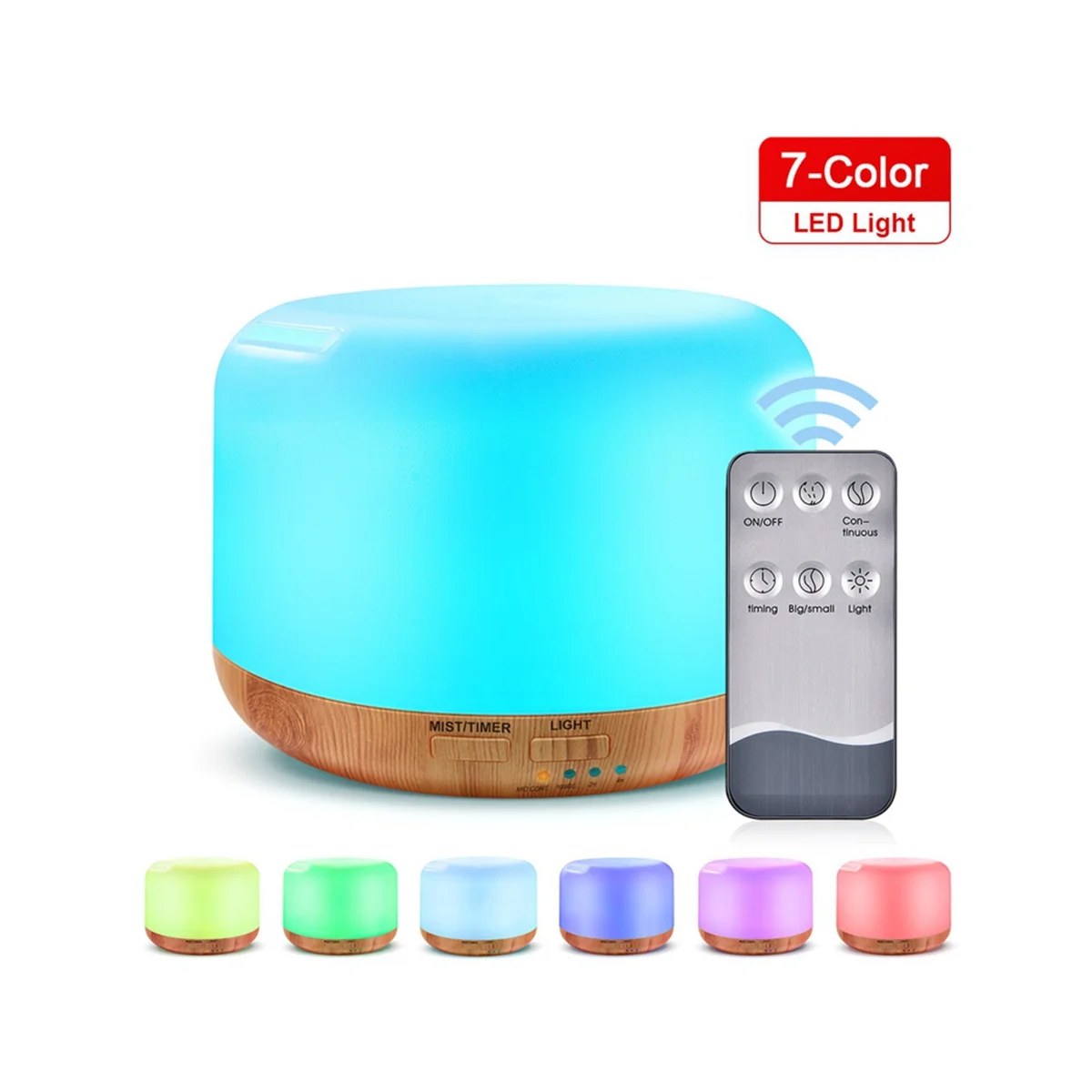 

500ML Ultrasonic Air Humidifier Light Essential Oil Diffuser Home Purifier Anion Mist Maker with LED Lamp US Plug Yellow