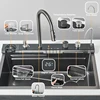 Shinesia Stainless Steel Kitchen Waterfall Sink Digital Display Large Single Sink Dish Basin Sink With Multifunction 2