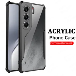 Tecno Camon 40 Pro Shockproof Transparent Armor Case - Acrylic & TPU+PC Protection Cover for Camon 40 Pro 4G (Black)