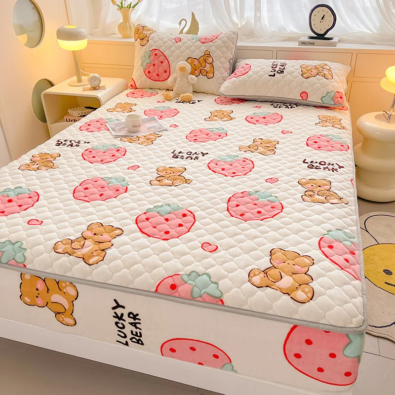 Description Picture 3 of itemBonenjoy Mattress Cover Winter Bed Cover Velvet Bedspread Thickened Bed Linen Warm Bedsheet fundas de colchón (No Pillowcase)