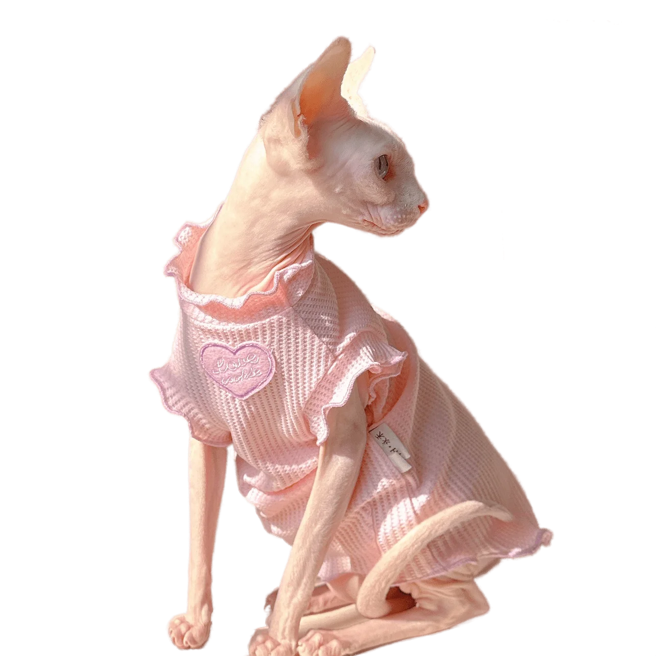 Pink Waffle Sphynx Cats Dress Clothes for Sphynx Cats