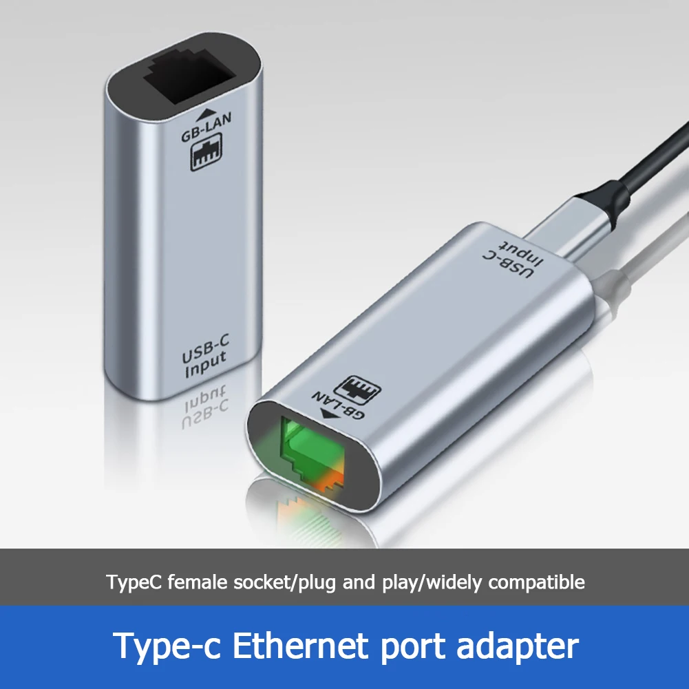 USB Type C Gigabit Wired USB Type C Female to RJ45 LAN Ethernet for Tablet PC Laptop Smartphone Adapter