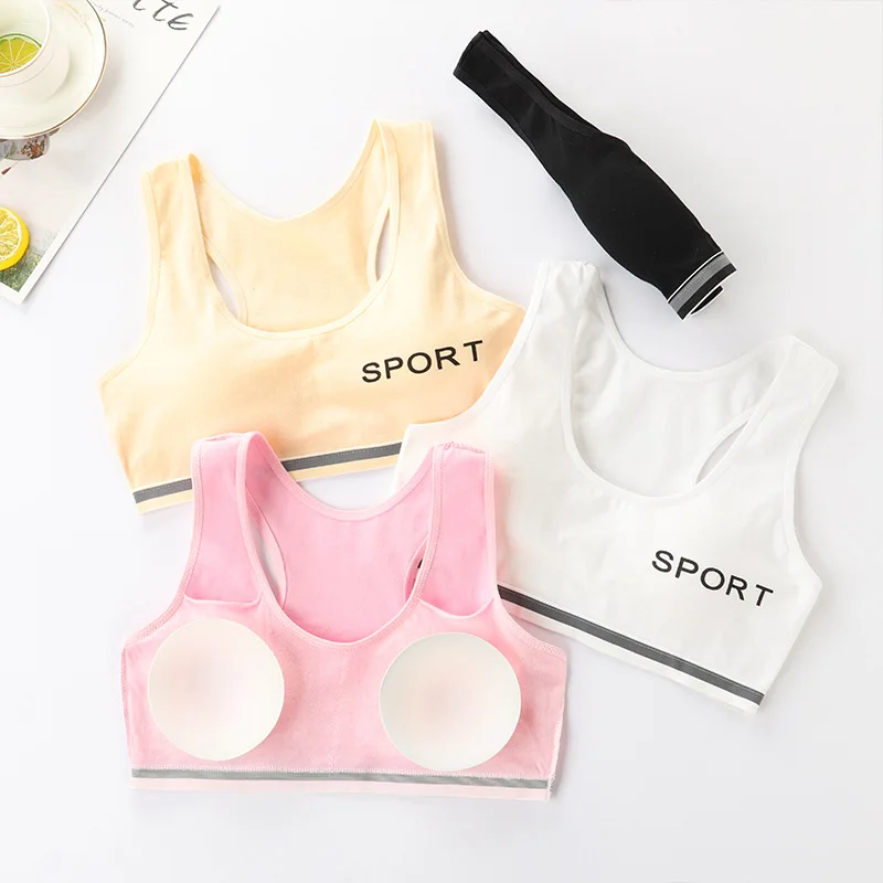 4 Pcs/Lot Girl Underwears Cotton Girls Bra With Sponge Cup Puberty Girls  Training Bras Breathable Young Girl Brassiere Fille - AliExpress
