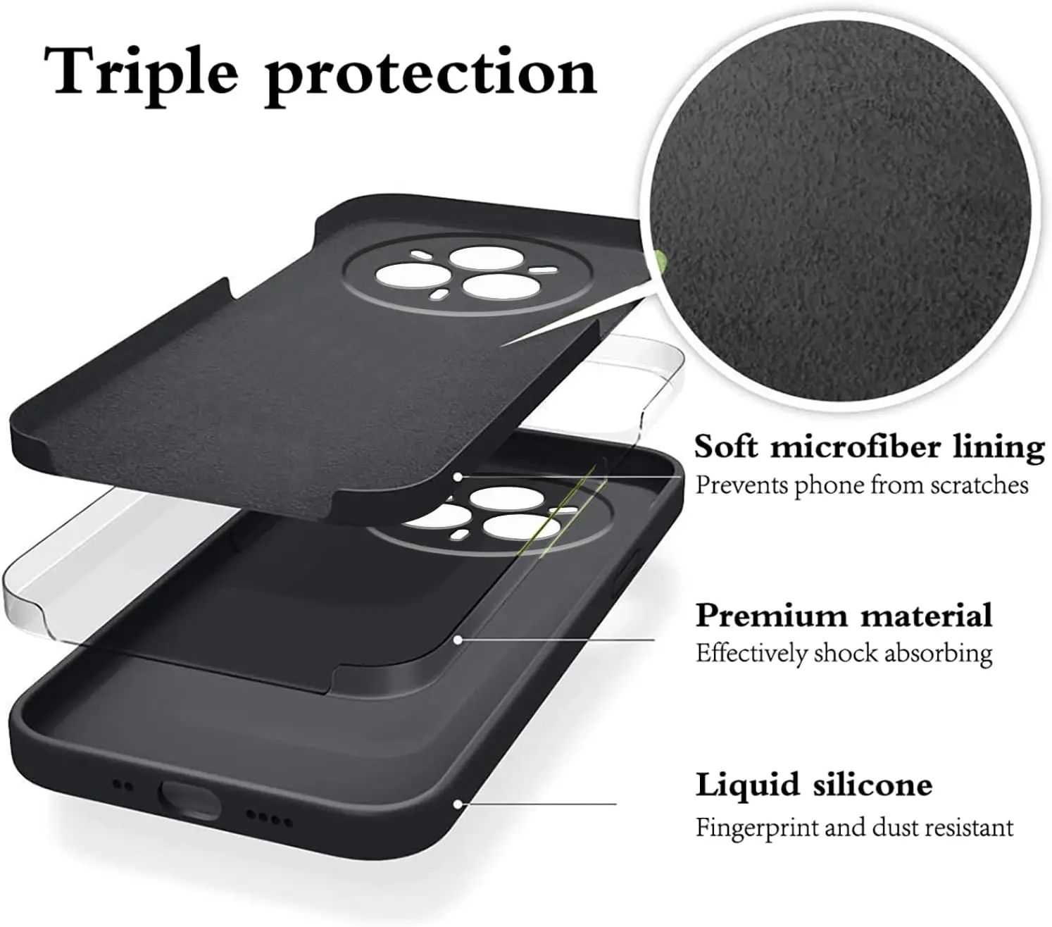 Noble Fashion Solid Colour Shockproof Protective Liquid Silicone Phone Case