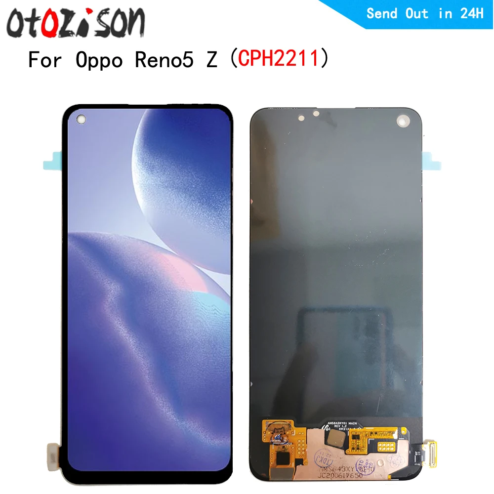 Schermo Amoled Da 6.43 "Per Oppo Reno5 Z Cph2211 Display Lcd Touch Panel Digitizer Con Gruppo Cornice Per Oppo Reno5Z