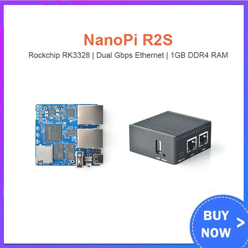 

NanoPi R2S Rockchip RK3328 с ЧПУ металлический фрезерный мини-роутер с двойным гигабитным портом 1 ГБ SBC система OpenWrt