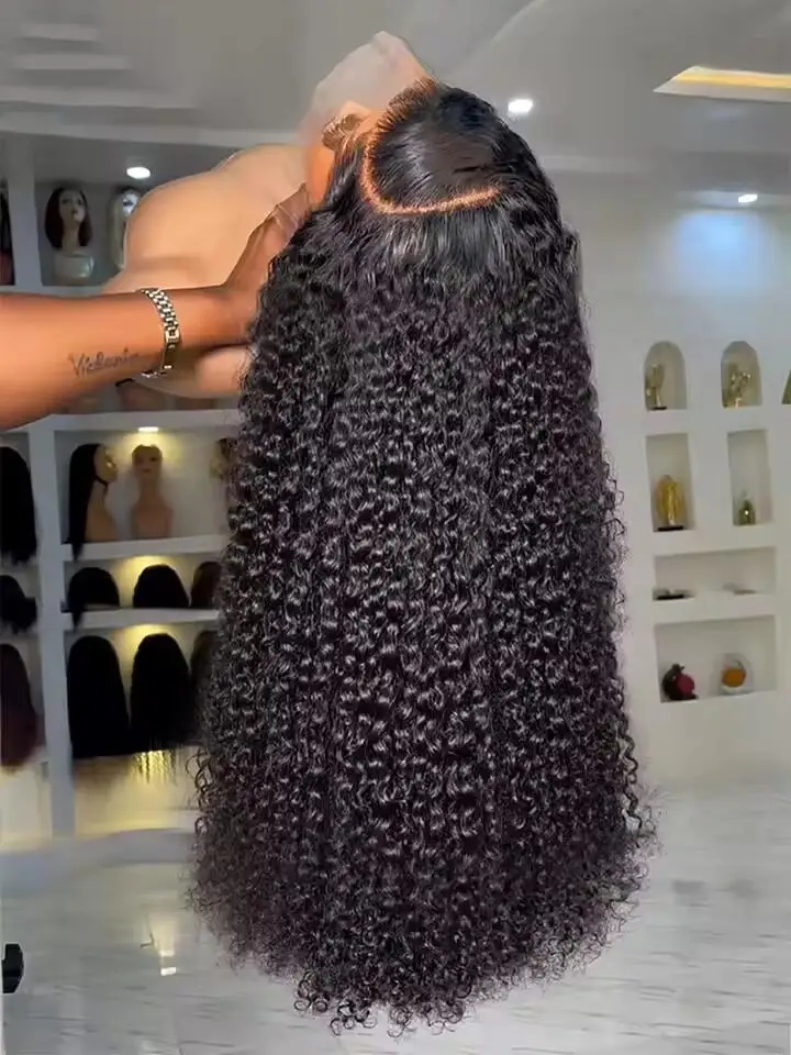 شعر مستعار بشري مجعد كثيف 250 بكثافة 42 بوصة، دانتيل أمامي عالي الدقة 13x6 و 13x4، شعر مستعار بدون غراء بفتحة 5x5، شعر مستعار أمامي دانتيل مجعد جيري