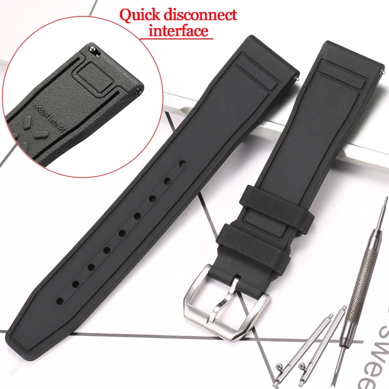thumbnail image 1 of Correa de caucho fluorado para reloj de repuesto IWC Pilot para hombre, 20, 21 y 22 mm, resistente al agua, con hebilla deportiva, accesorios para reloj, 1 of 5
