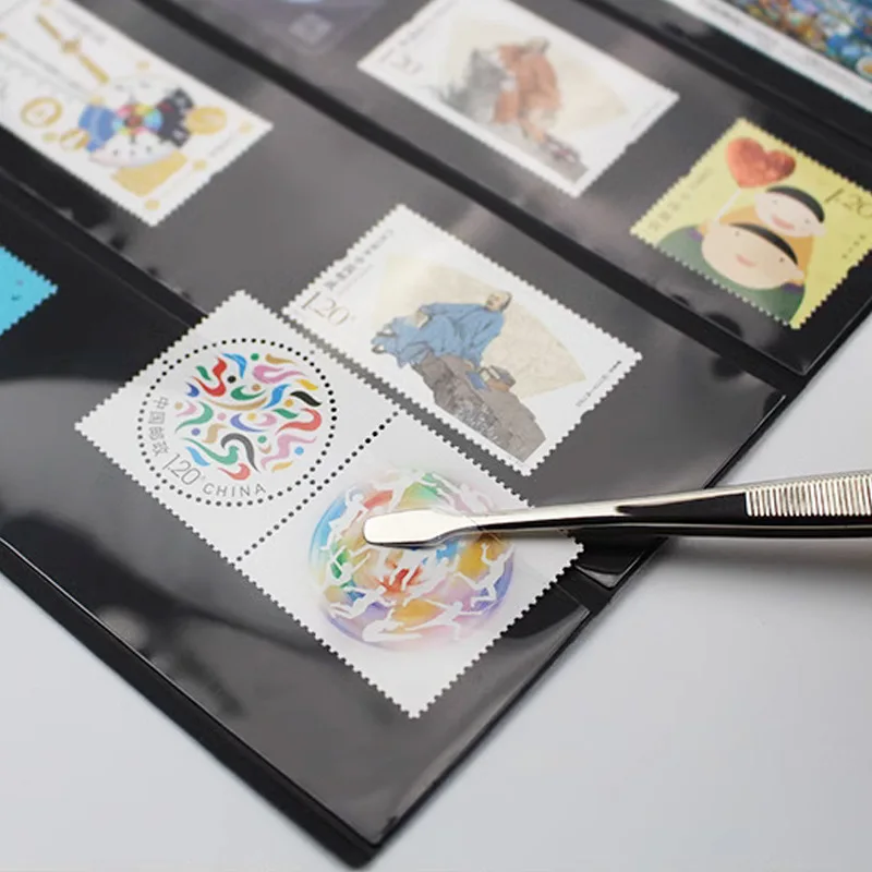 양면 블랙 배경 스탬프 앨범 지폐 보관 내부 페이지 동전 파일 수집 폴더, 느슨한 잎, 9 홀, 10 개