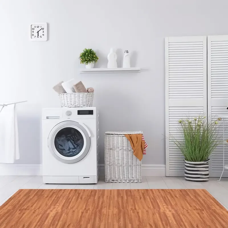 4-12 Wood Grain Floor Tile Foam Mat Interlocking Puzzle Floor Carpet EVA Non Slip Anti Fall Carpet Children's Play Mats