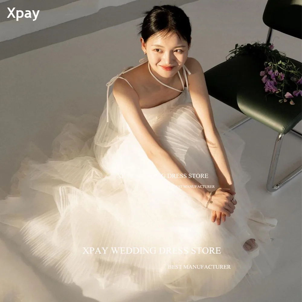 

XPAY Boat Neck Korea Weeding Evening Dresses Fairy Tulle Floor Length Formal Party Prom Gown Women Wedding Photos Shoot 2024