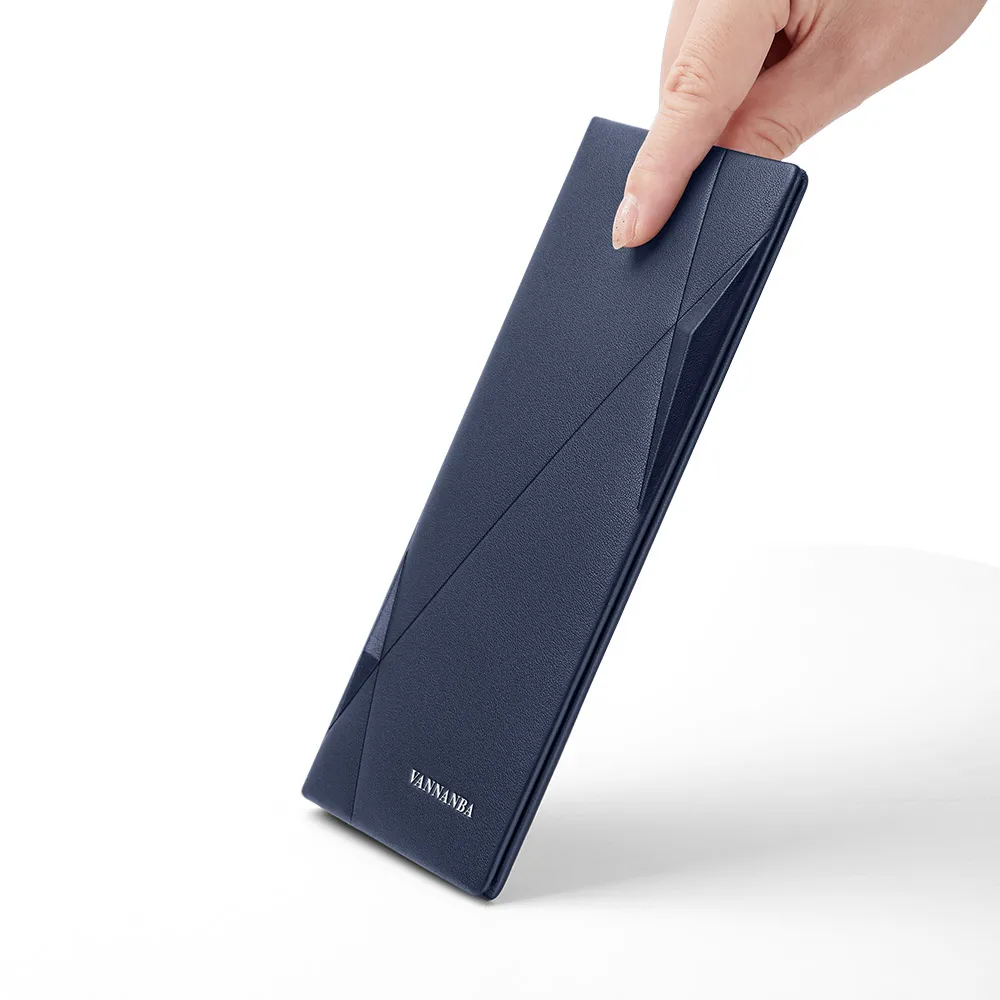 VANNANBA Long Waller for Men Slim Genuine Leather Thin Card Holder Purse Luxury Black Blue Brown