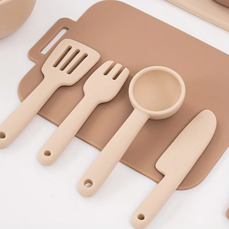 Children's Silicone Cooking Kitchen Toy Set for Boys Girls Gifts Kitchen Pretend Play Toy BPA Free Kids Montessori Learning Toys