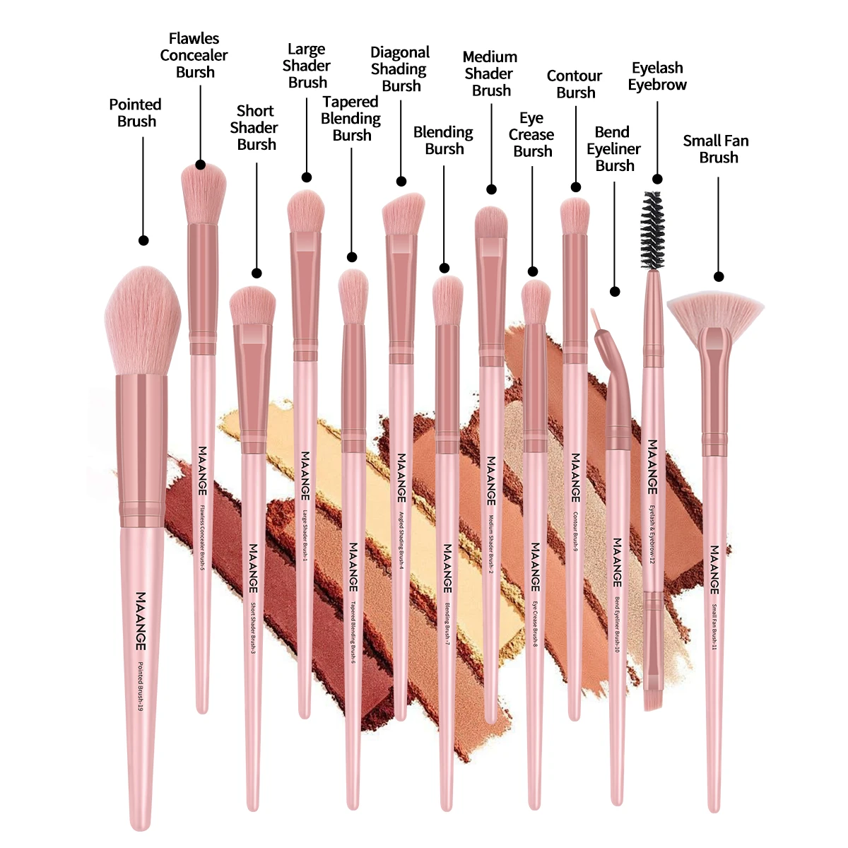 MAANGE 23pcs/Set Makeup Tool 13pcs Pro Makeup Brushes 5pcs Mixed Blender Sponges Puff Makeup Remover Headband Wristband Gifts 3
