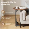 Folding Side Table End Couch Tables,Metal Frame C-Shaped TV Stand for Sofa Living Bedroom Bedside Coffee Small Spaces 5