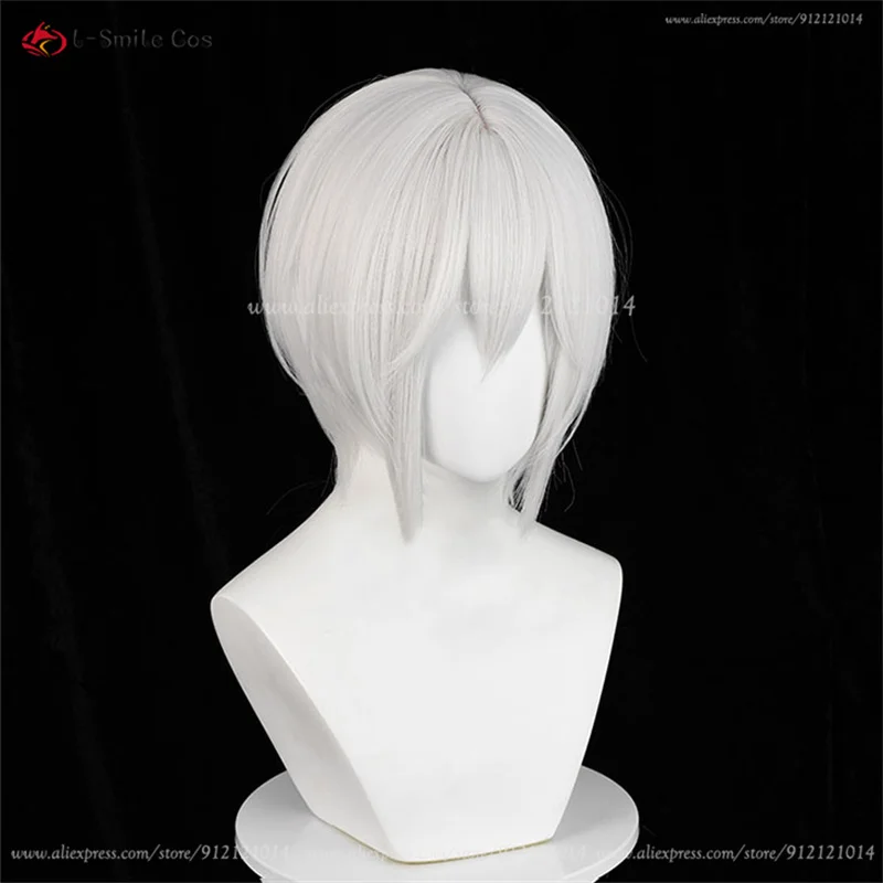 Tomoe Cosplay Perücke Silberweiß Unisex Anime Wig Hitzebeständig mit Ohren 23