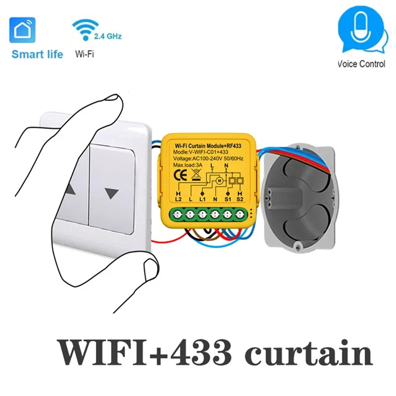 Tuya สมาร์ท Wifi RF433 ผ้าม่านโมดูลสวิทช์สําหรับลูกกลิ้งไฟฟ้าชัตเตอร์ตาบอดมอเตอร์ทํางานร่วมกับ Alexa-ใหม่ 1