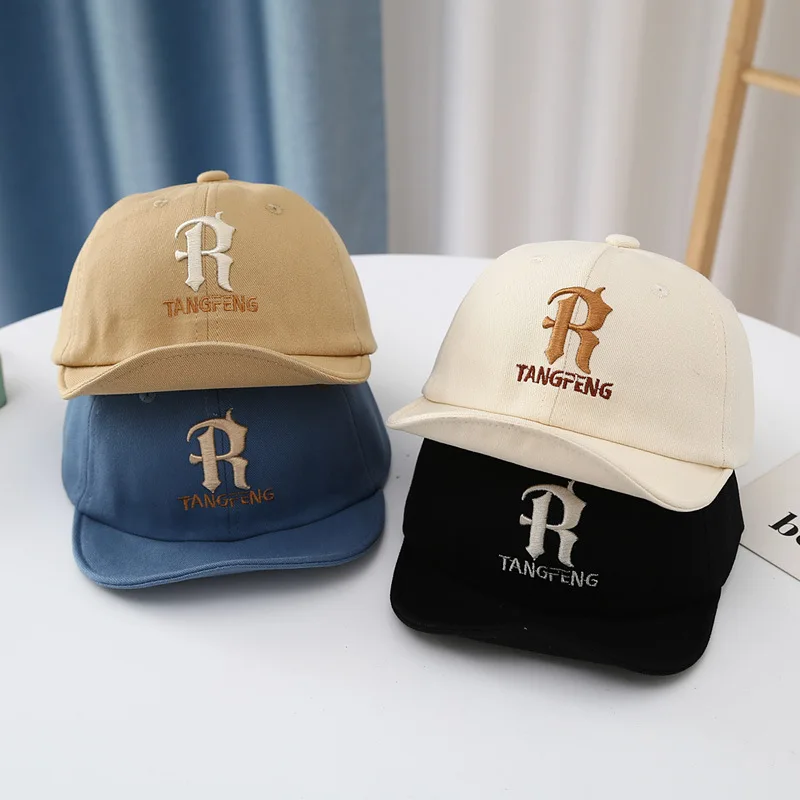 2024 Embroidery Letter R Kids Baseball Cap Children Girls Boys Sun Hat Spring Summer Outdoor Adjustable Visor Baby Peaked Hat