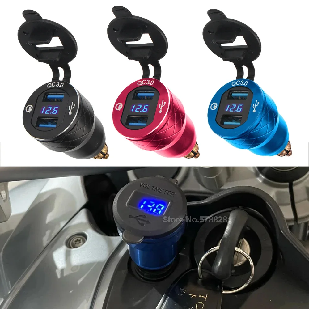 Kewig Caricatore in alluminio DIN Hella Powerlet da 30 W per moto, doppio caricatore rapido 3.0 USB, con display a LED, compatibile con ATV Street Bike da corsa, off-road