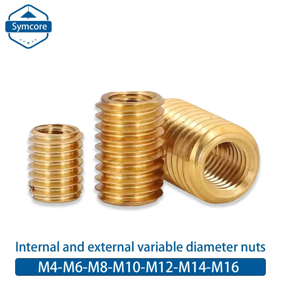 M4 M6 M8 M10 M12 M14 M16 Inner And Outer Teeth All Copper Conversion Plug Nut Adapter Screw Transfer Reducing Nut 5Pcs