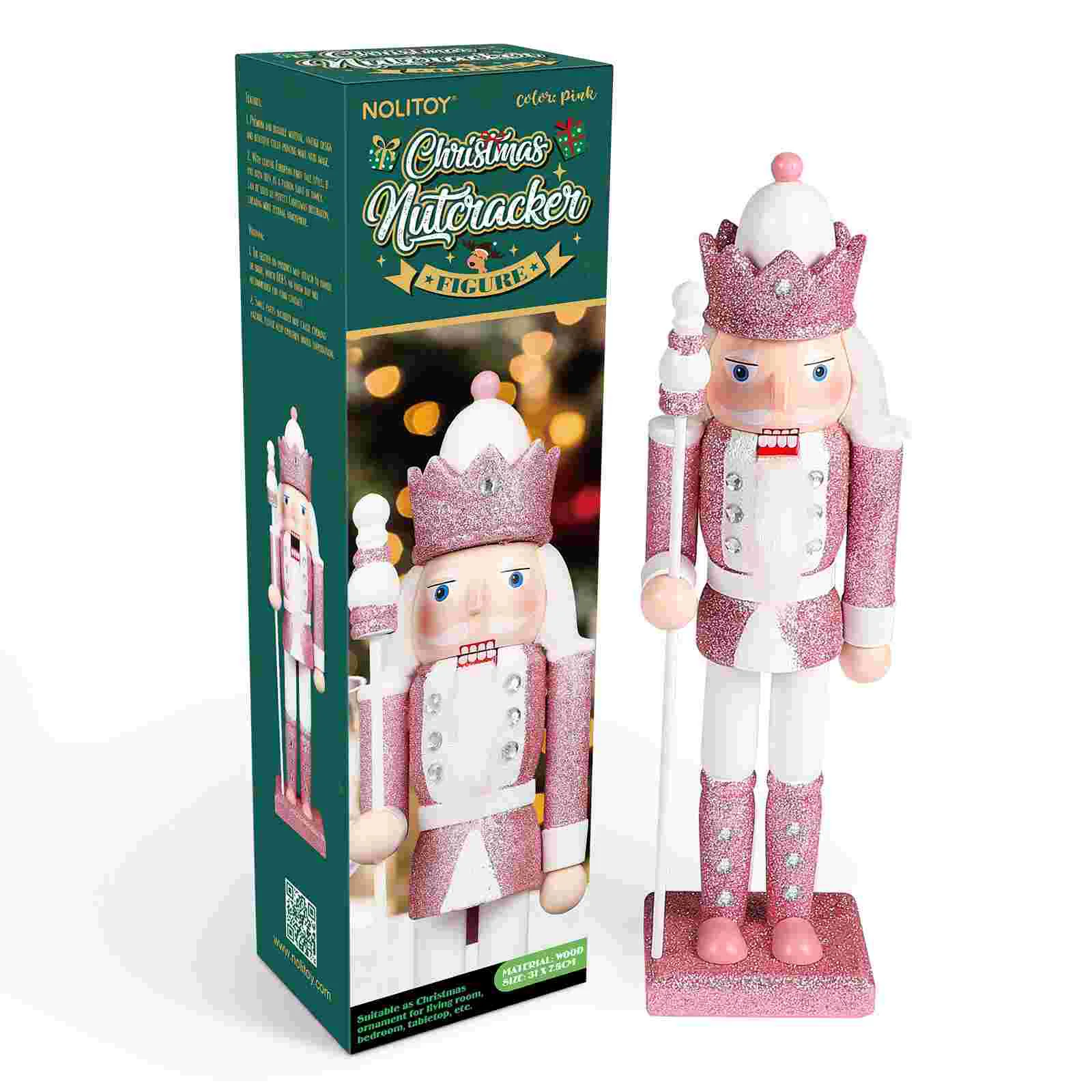 

Christmas Nutcracker Traditional Wooden Pink Nutcracker Ornament Holiday Nutcracker Soldier Figure Christmas Advent Nutcrackers