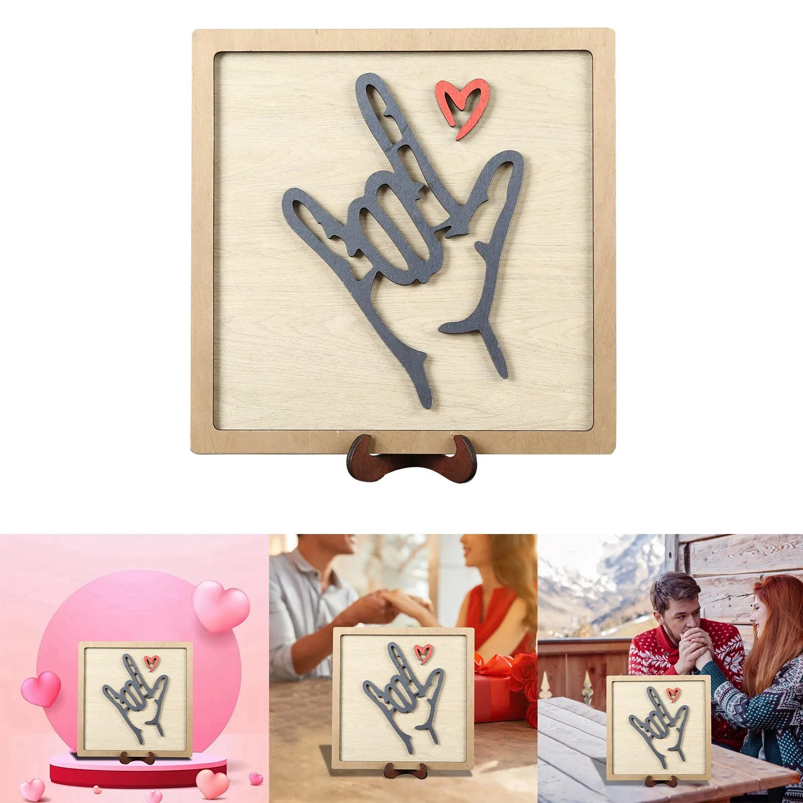 

Love Sign I Love You Language Wooden Ornament Home Office Desktop Decoration Creative Love Gestures With Stand Valentine Gifts