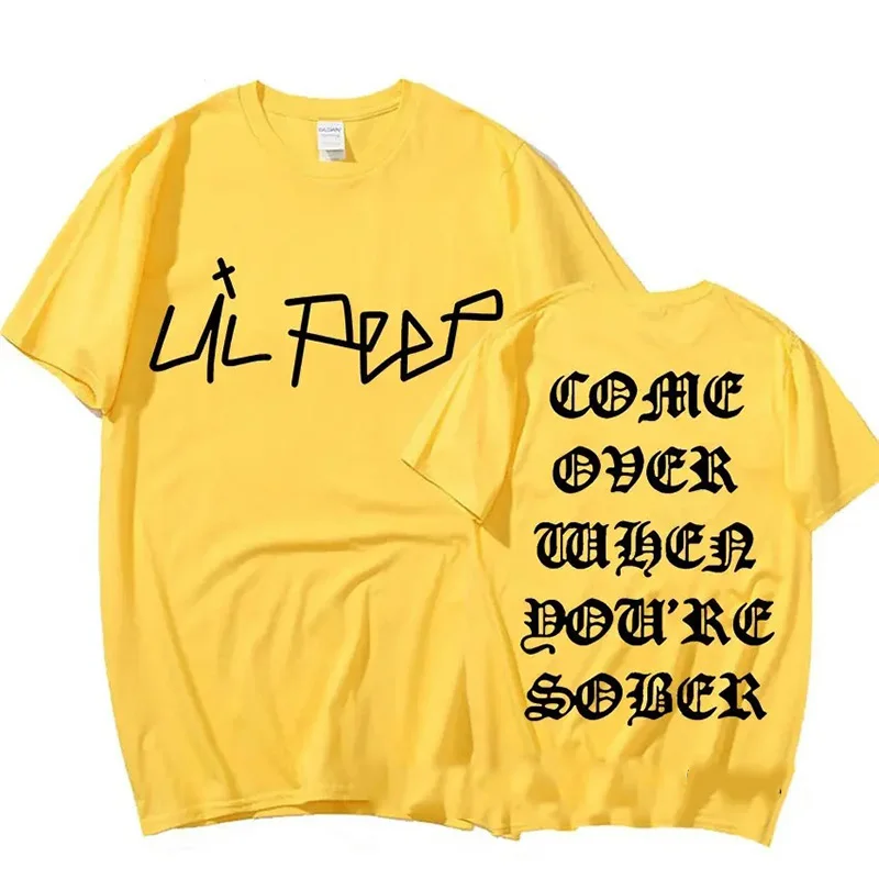 2024 Rapper Lil Peep Come Over When You're Sober Tour T-Shirt Men Summer Cotton Tops Tees Casual Clothing Harajuku Streetwear