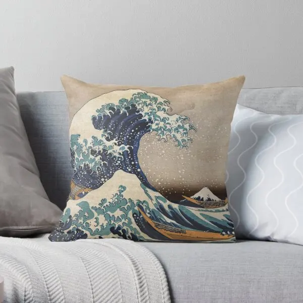 

The Great Wave Off Kanagawa Printing Throw Pillow Cover Square Car Throw Comfort Fashion Office Pillows not include One Side