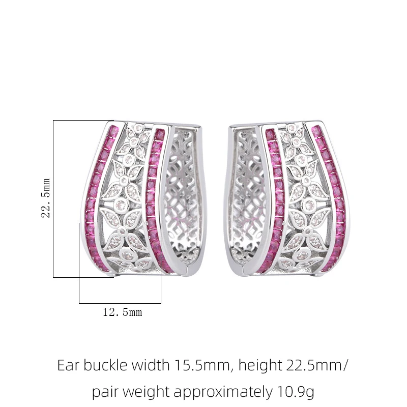 SUYU Jewelry Fashion Women's Luxury Design Copper Bottom Earrings Ear Clips Simulated Color Micro Set Zircon Earrings