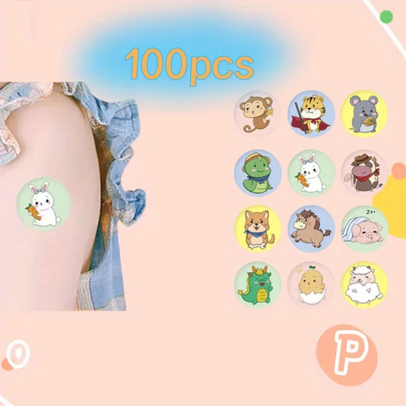 100/60/30pcs Cartoon Animal Bandages - Flexible Adhesive, Breathable Elastic Tape for Fingertips & Knuckles, Cute Cartoon Design