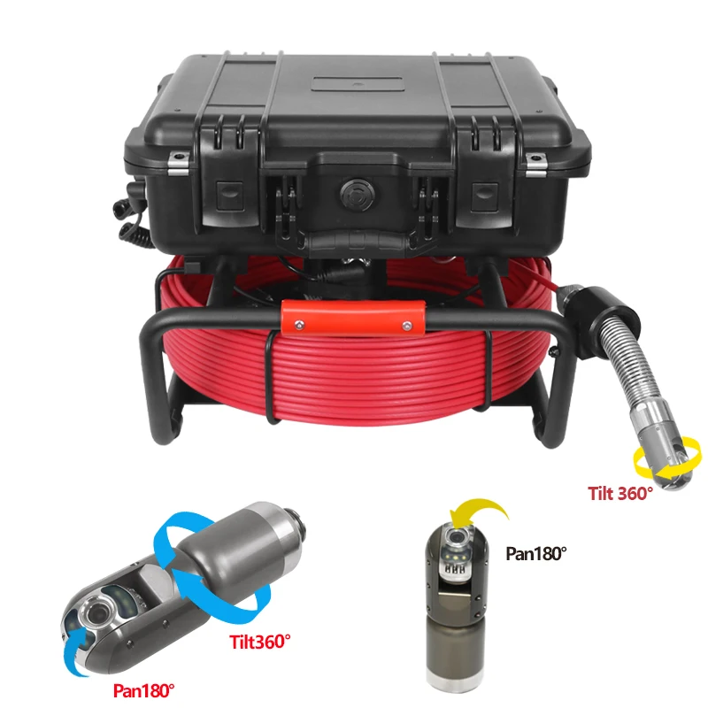 360도 회전 카메라 DrainEye R13-max 카메라 자가 균형 512Hz 파이프라인 카메라 50미터 케이블 배관공용
