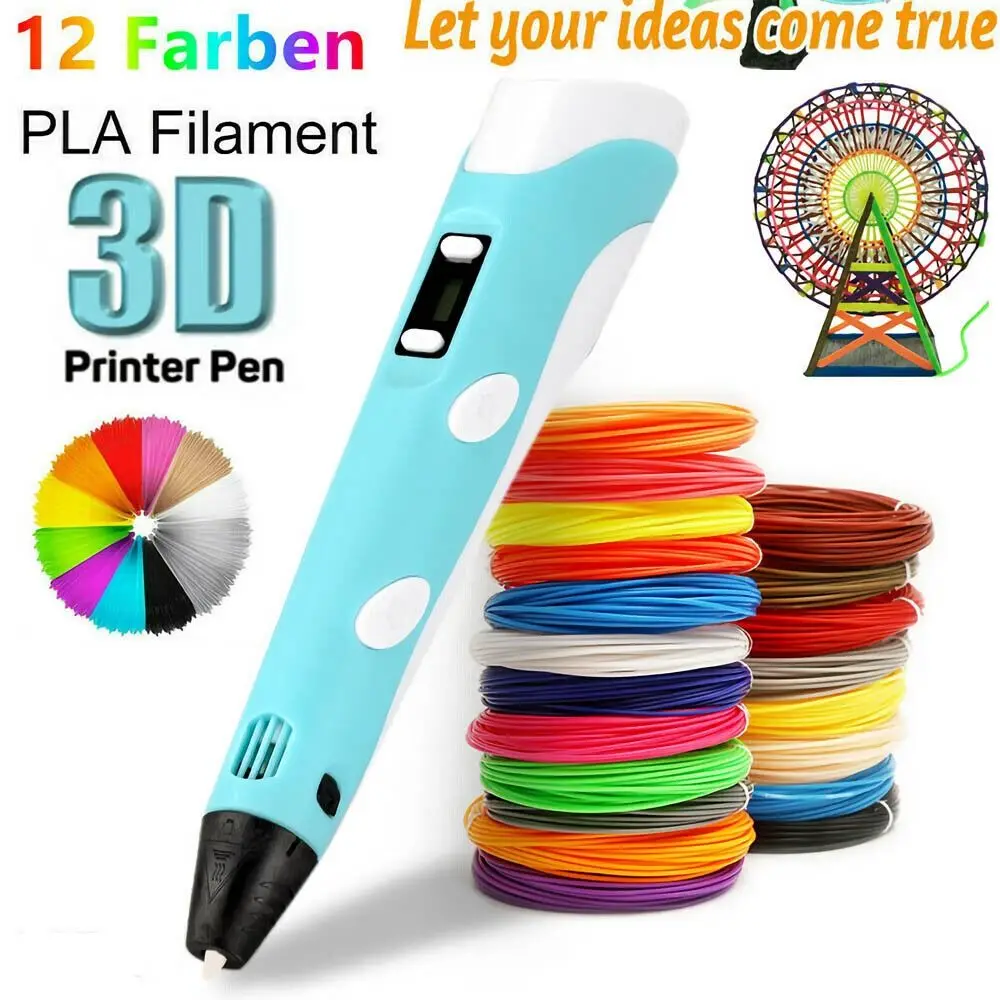 3D Print Pen Printing Pen Set PLA Filament Drawing Print Kids Adult  Creative Toy 12 Colors 36M PLA Filaments USB Christmas Gift