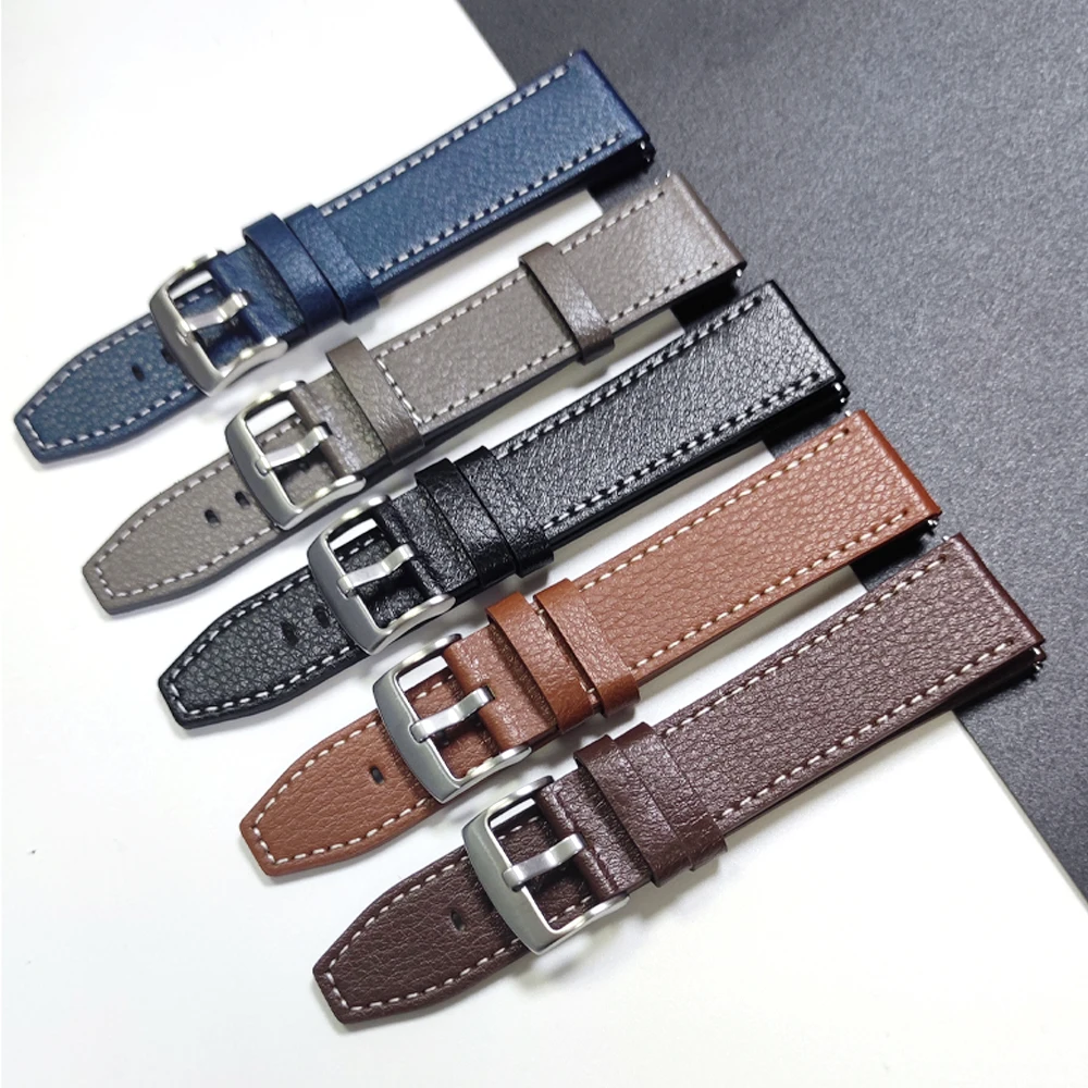 Leather Strap Watchband, 22mm/20mm - Premium Smartwatch Wriststrap Bracelet