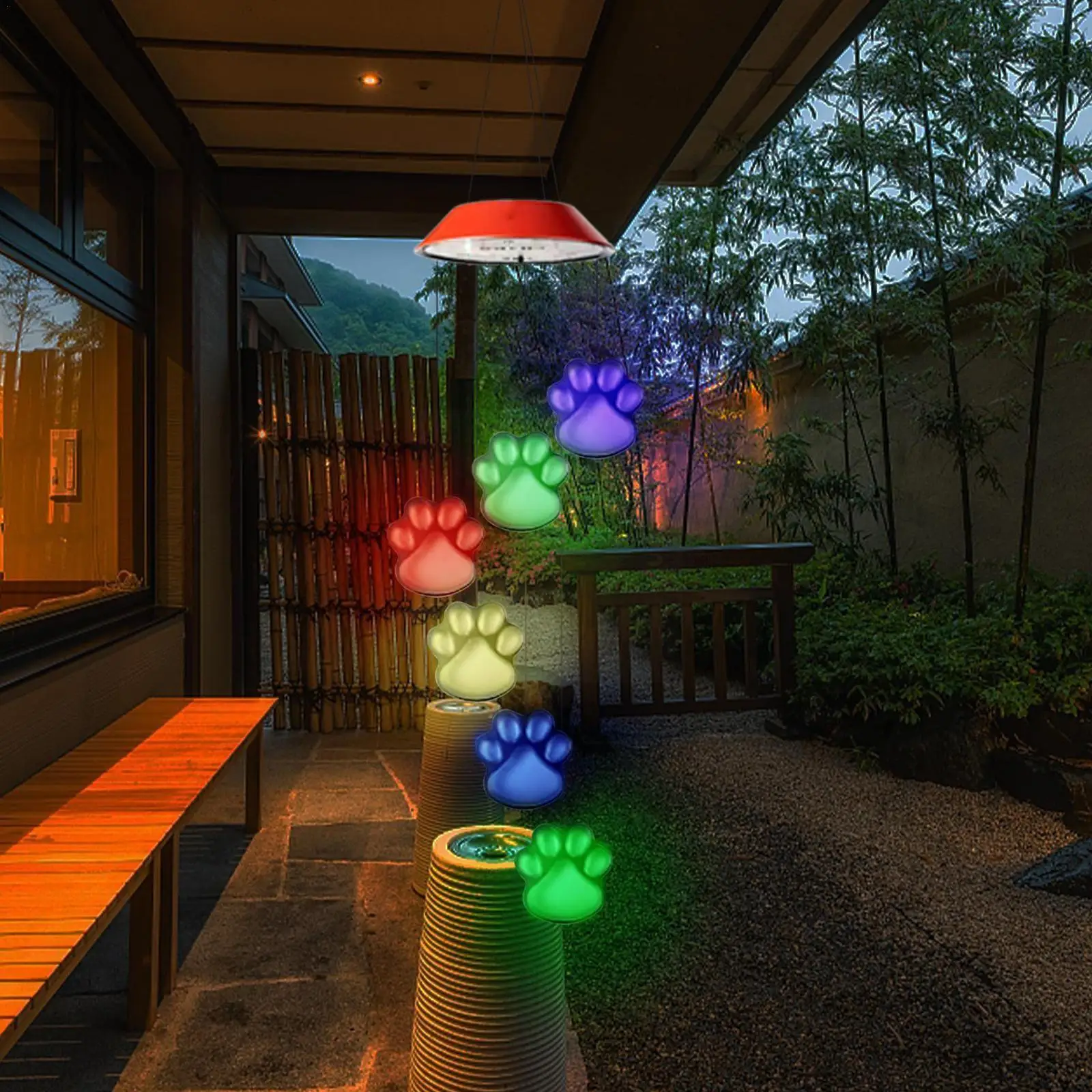 

Solar Led Pet Pawprint Wind Chimes Lights Outdoor Hanging Garden Lights Decor Balcony Yard Color Chimes Dog Changing Waterp Z0u0