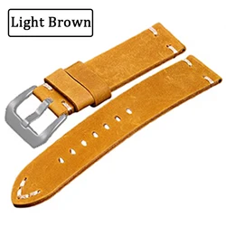 Vintage Crazy Horse Cowhide Leather Watch Band - Sport Replacement Bracelet - 22mm (Light Brown)