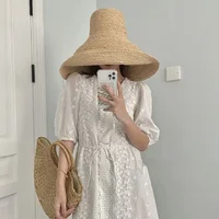 French romantic spring and summer travel raffia straw hat Hepburn wind beach hat such sunscreen hat women 1
