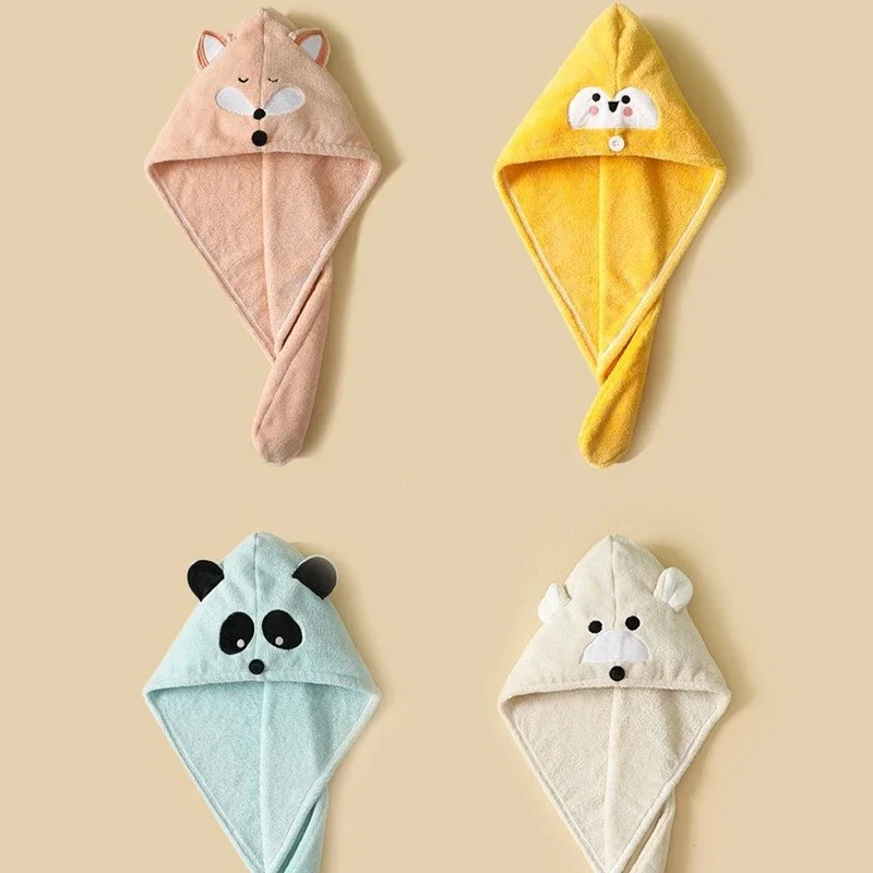 New Cute Cartoon Animal Panda Fox Hair Towel Hair Towel for Chidren Girl Polyester Absorb Water Bath for Kid