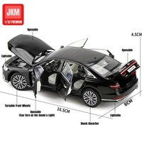 1/32 2021 Audi A8 55 TFSI Quattro Sedan Miniature Diecast Alloy Toy Car Model JKM Premium Collection Gift for Children Boy Kid 2