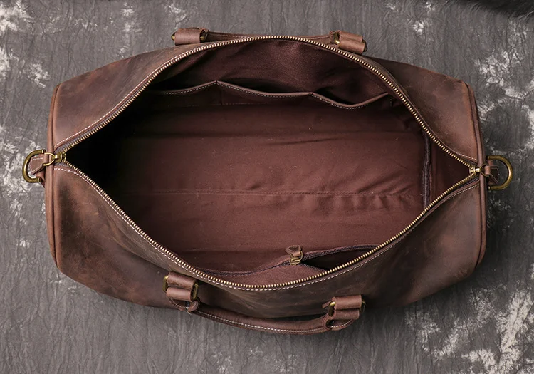 LUOKIR Echtes Leder Vintage Crazy Horse Leder Herren Handheld Reisetasche Schulter Umhängetasche Gepäcktasche Laptoptasche – Detail 14