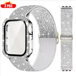Elegant Bracelet Set with Screen Protector for 41mm series 9 - 8 - 7 (38 Smooth white back)
