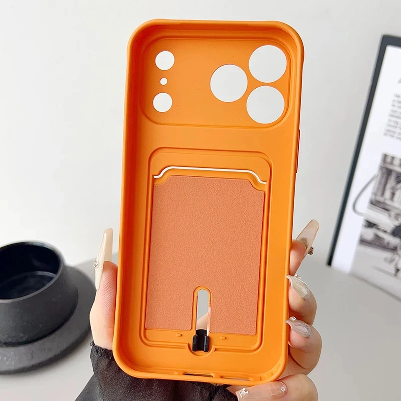 Slim Silicone Card Holder Shockproof Phone Case with Fine Hole Design