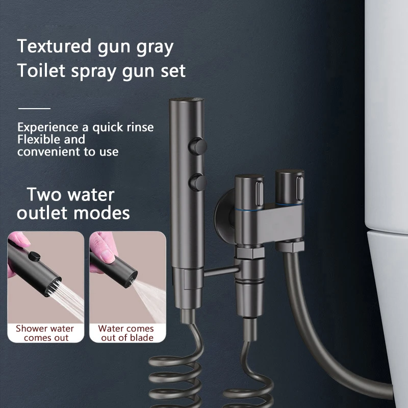 Toilet Spray Gun Set  Two Modes for Bathroom Cleaning Feminine Cleansing Bidets Stainless Steel Handheld Spray Gun Accessories 2