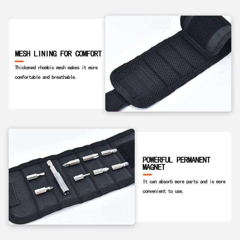 Polyester Magnetic Wristband 6pcs Strong Magnets Portable Bag Electrician Tool Bag Screws Drill Holder Repair Tool Belt waterproof tool bag