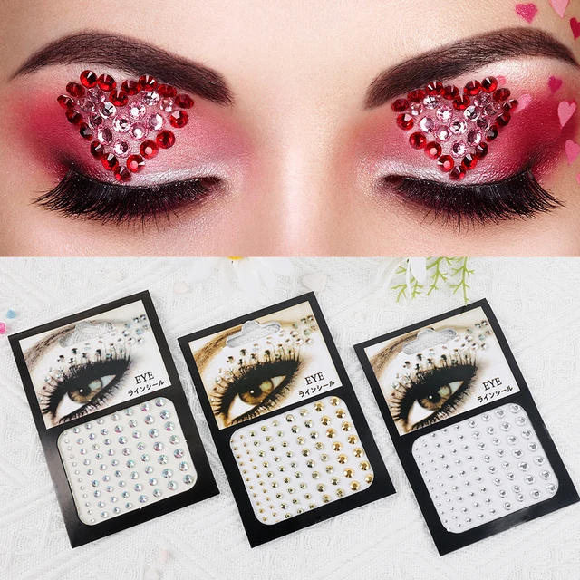 35 colori occhi viso strass adesivo Glitter ombretto Eyeliner gioielli  trucco diamante cristallo adesivi tatuaggio temporaneo - AliExpress