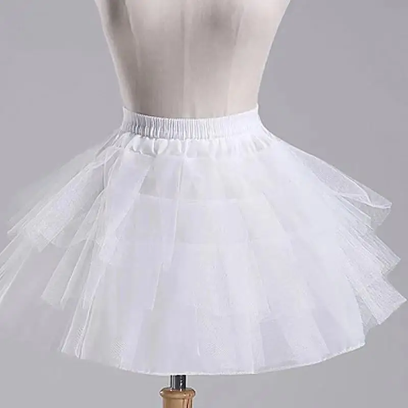 LZPOVE White or Black 3 Layer Short Petticoat Under Wedding Dress Support Sexy Sweet Bustle For Girl Lnner Skirt Kid Crinoline