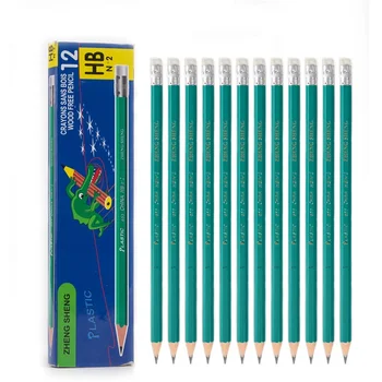 12 pezzi/set Matite di piombo in plastica HB con gomma Studenti che scrivono schizzi Disegno Matite di legno per bambini