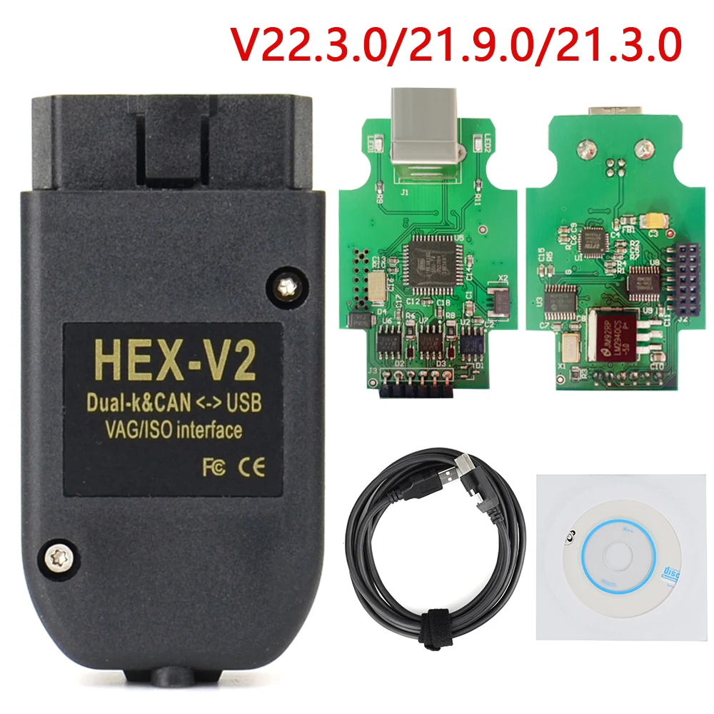 V22.3.0 VAG COM 21 3 VAGCOM 20 12 HEX V2CAN USB интерфейс для VW AUDI Skoda Seat 4 многоязычный ATMEGA162 + 16V8 FT232RQ |