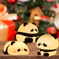 Bedside Led Table Lamp Toddler Kids Bedroom Night Light Squishy Cute Panda USB Rechargeable Mood Light Cool Gifts Nursery Decor 1