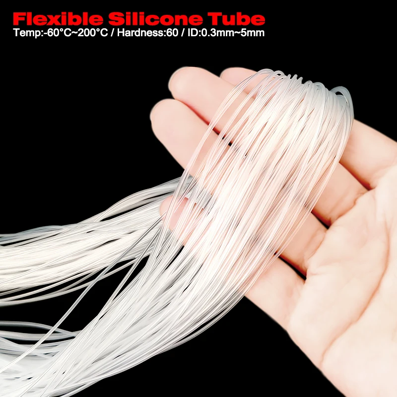 5M Food Grade Transparent Silicone Rubber Hose ID 0.6 0.7 1 1.2 1.5 2 2.5 3 3.5 4mm Flexible Nontoxic Silicone Tube