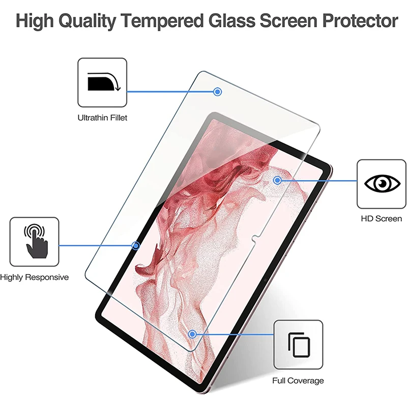 2PCS Glass for Samsung Galaxy Tab S8 Plus Screen Protector Protective Film for Samsung Galaxy Tab S8+ 2022 12.4" SM-X800 SM-X806 3